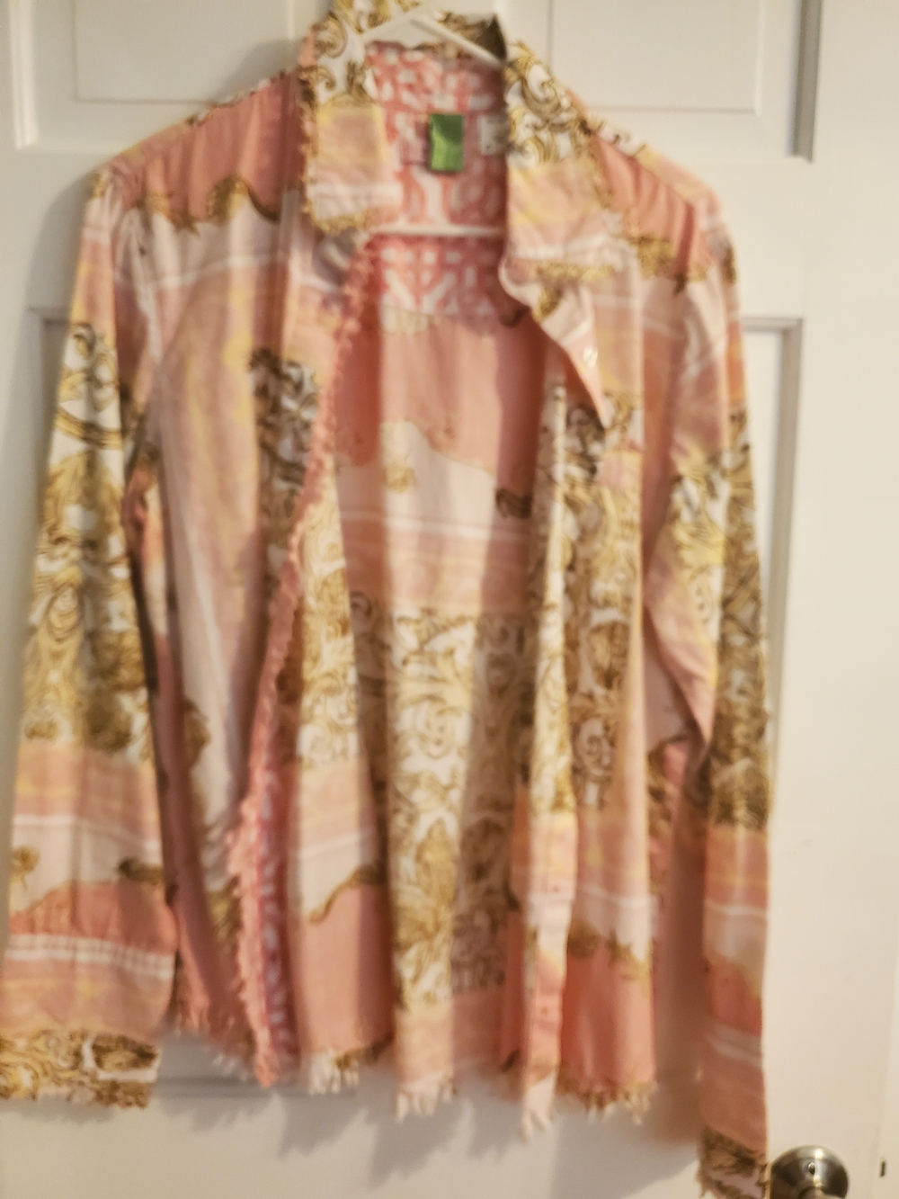 Vintage-Inspired Pink Patterned Blouse